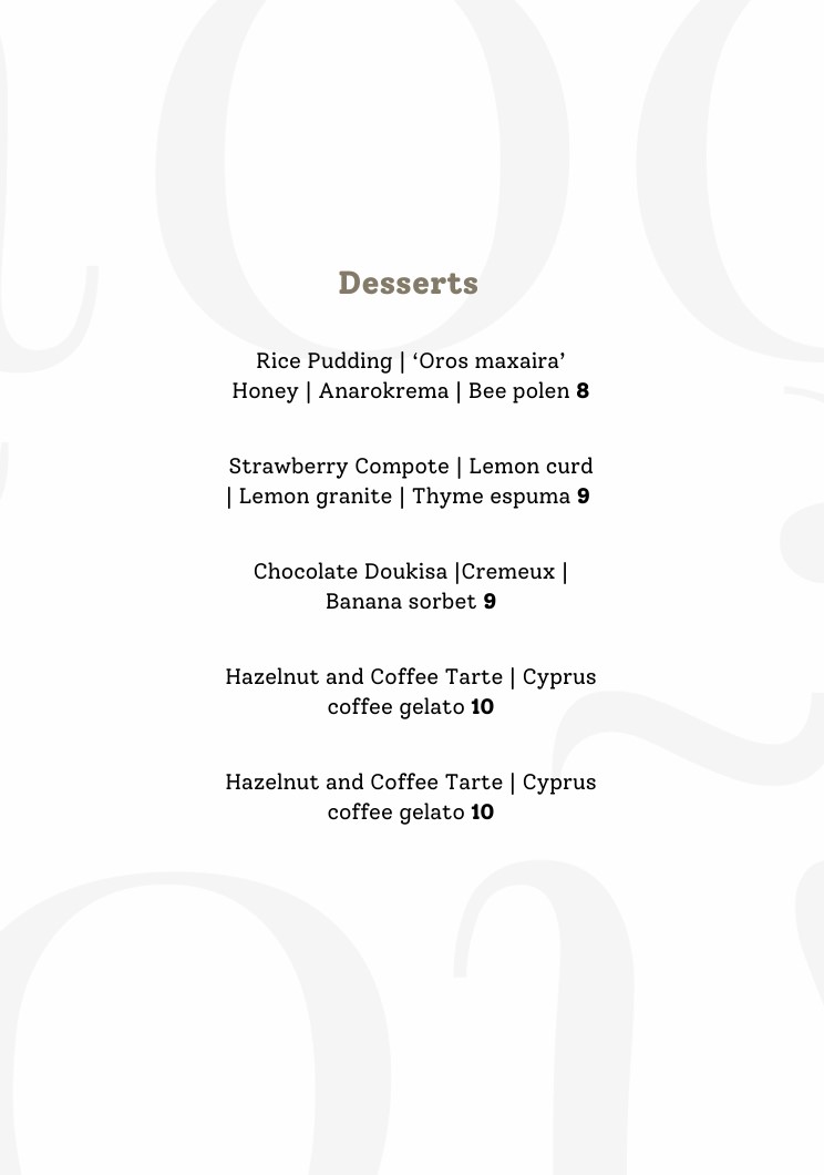 Rous Menu